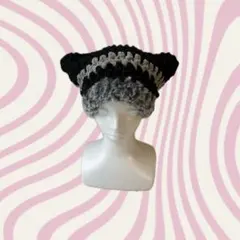 猫耳　ネコ耳　ハンドメイド　ニット帽　編み物　かぎ針編み　グランジ　y2k 韓国