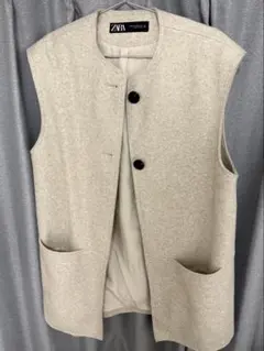 ZARA ベージュ ノースリーブベスト XS