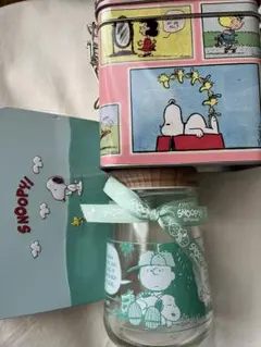 SNOOPY PEANUTS ガラス瓶 キャニスター 缶　３点　保存コレクションのサムネイル