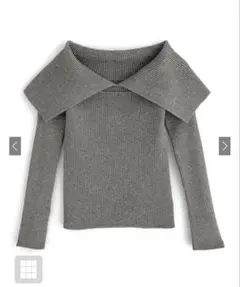 ビッグカラーオフショルダーニットトップス