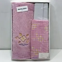 【未使用】 marie claire バスマット ゲストタオル セット ピンクのサムネイル