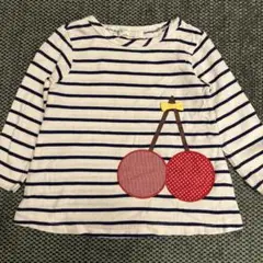 BABY CHEER ロングTシャツ　80cm さくらんぼ刺繍　ボーダー