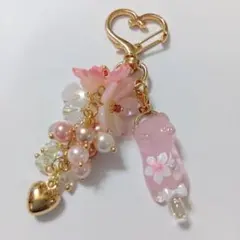 猫 チャーム キーホルダー レジン ハンドメイド