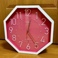 CITIZEN 電波掛け時計 8MY477AZ 限定色 ピンク 八角形 連続秒針