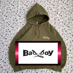 【BAD BOY】パーカー　フェード カーキ ストリート　スケボー　短丈　古着のサムネイル