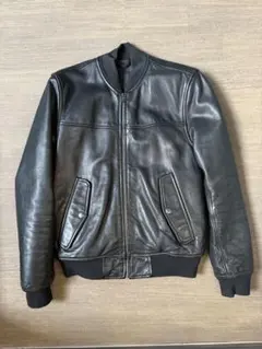 美品 Old Gap MA-1 黒 レザージャケット 本革 Sサイズ