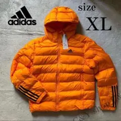 アディダス フード付 中綿 ジャケット フーディー パーカー オレンジ XL O