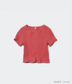 タグ付き　UNIQLO リブクロップドTシャツ　レッド