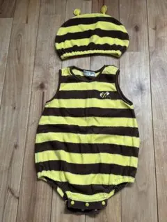 ミツバチデザインロンパース・帽子セット