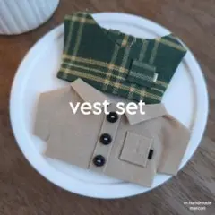 (226) [vest set] グリーン ベスト & トップス