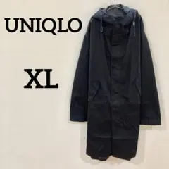 UNIQLO フーデッドコート ロングコート ブラック