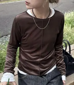 feepur シアーベロアロンTee ブラウン