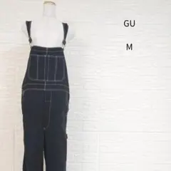 み*。様 GU ジーユー サロペット オーバーオール M 白ステッチ 春 *73