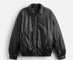完売品 ZARA ブラック フェイクレザーキルティングジャケット