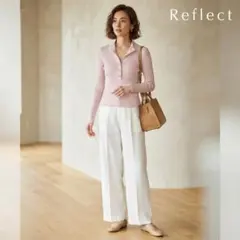 Reflect リフレクト ウール100% リブニット ポロ 9 ピンク