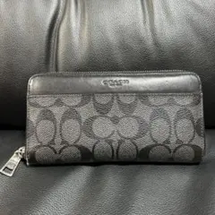 COACH ロゴパターン 長財布 ブラック/グレー