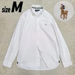 【美品】ラルフローレン 長袖 オックスフォードシャツ 白 ポニー刺繍 M