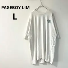 【ページボーイリム】Tシャツ L 白 花 綿100% バックプリント 春夏秋