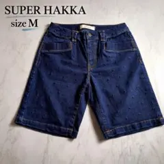 SUPER HAKKA M 刺繍ドット デニム ハーフパンツ ストレッチ