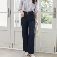 MAJESTIC LEGON 美脚フレアパンツ　ネイビー　Sサイズ