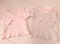 女の子用　薄ピンク系　七分袖インナー　2枚セット　80