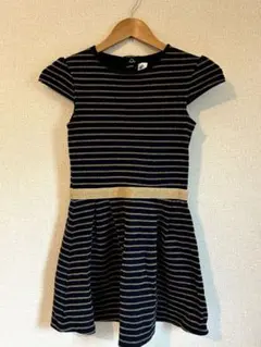 ストライプ 半袖ワンピース ネイビー