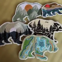 クマの刺繍ワッペン 5枚セット