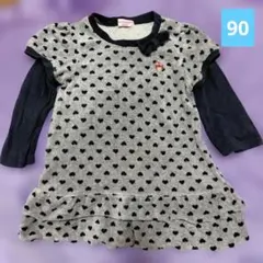 ミキハウス　Hot Biscuits ハート柄ワンピース 90