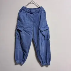 キッズ デニム風 カーゴ ジョガーパンツ ボトムス 長ズボン 140