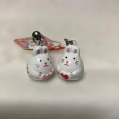 幸せ　白うさぎ鈴　2個セット