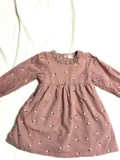 petit main ピンク刺繍ワンピース 100cm 花柄