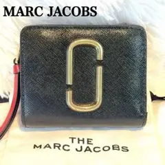 【MARC JACOBS 】二つ折り財布 ブラック　レッド　レザー　保存袋のサムネイル