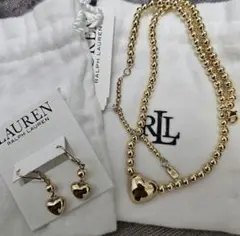 【新品未使用】LAUREN Ralph Lauren ハートネックレスとピアス