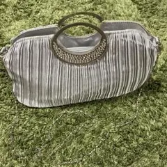 2way プリーツパーティーバッグ　グレージュ