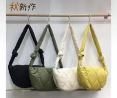 カジュアルショルダーバッグ イエロー　ラウンドショルダー　キルティングバッグ