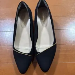 黒のポインテッドトゥパンプス ゴールドラインのサムネイル