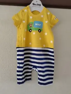 MIKI HOUSE イエロー ストライプ ロンパース