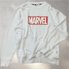 古着 MARVEL マーベル ロゴ クルーネック スウェット ホワイトLサイズのサムネイル