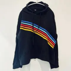 パーカー フード付き スウェット レインボー ポケット付き ヴィンテージ お洒落