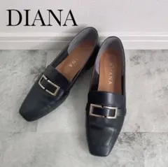 ✳️美品✳️DIANA スクエアトゥ 本革 金具 ローファー 黒 24.0cm WDのサムネイル