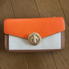コールハーンオレンジ ホワイト レザー 長財布