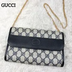 【美品】オールドグッチ GGスプリーム ロゴ型押し チェーン ショルダーバッグ