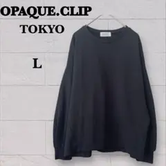 【オペークドットクリップ】カットソー 長袖（L）ブラック ゆったり シンプル