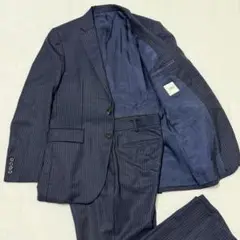 【タケオキクチ】DORMEUIL スーツセットアップ　ネイビー　ストライプ　L