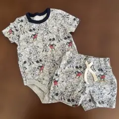 GAPミッキーマウス柄ロンパース・ショートパンツセット 70センチ