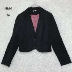 H&M クロップドテーラードジャケット ブラック EUR 36