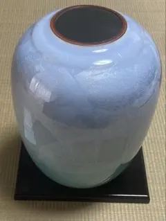 九谷焼 九谷宗秀 花瓶 青色