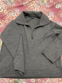 UNIQLO ブラッシュドジャージープルオーバー　ハーフジップ　グレーLサイズ
