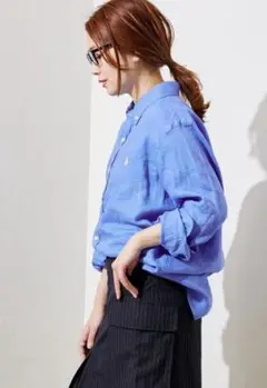 【美品】RALPH LAUREN 現行タグ ボタンダウン リネンシャツ 正規品