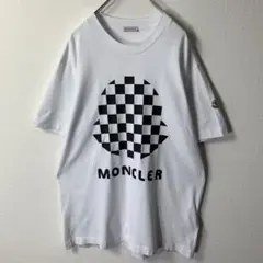 MONCLER Tシャツ L ホワイト ロゴプリント 袖ワッペンロゴ 22SS